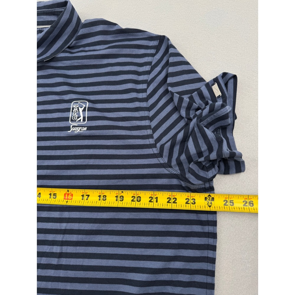 Nike Dri-FIT TPC Sawgrass Golf Polo Shirt Mens XL Blue Striped Short Sleeve - Picture 8 of 9